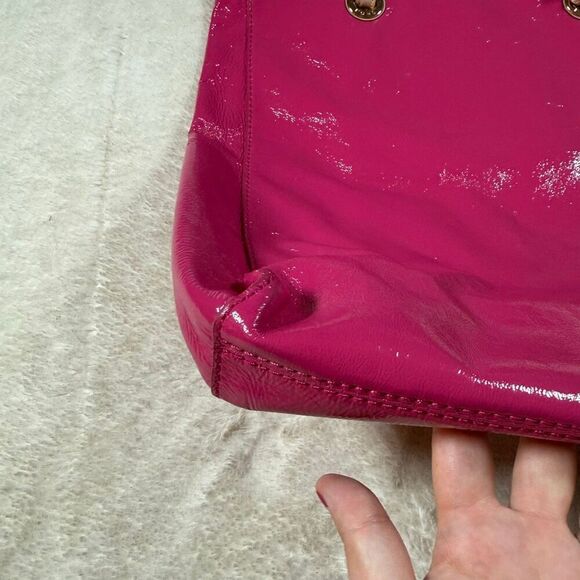 Michael Michael Kors Dark Pink Patent Leather Tote Bag Purse - Picture 3 of 6